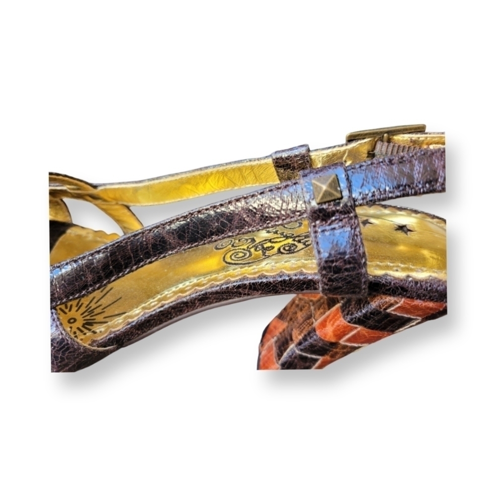 Naughty Monkey Brown Patchwork Heels Guc - image 5